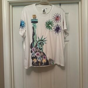 Queen of Sparkles t-shirt with Lady Liberty and Fireworks Design